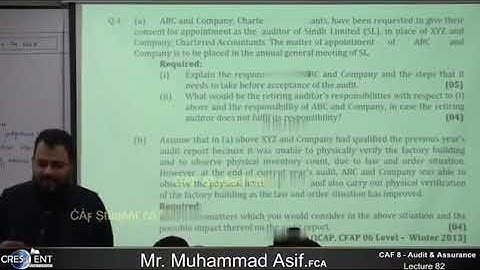 CAF 08 - AUDIT   LECTURE # 82  BY SIR ASIF   SEPTEMBER 2024 ATTEMPT