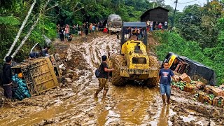 Insiden Berturut Turut Truk Muatan Berat Oleng Jumping Tinggi Mundur dan Terbalik Tanjakan Ekstrim