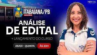 CONCURSO PREF. ⁠ITABAIANA/PB: ANÁLISE DE EDITAL + PLANEJAMENTO DE ESTUDOS