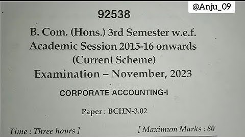 corporate accounting 2023 | bcom hons sem-3 | mdu | #brainwave_anju #mduexam2023 #old_question_paper