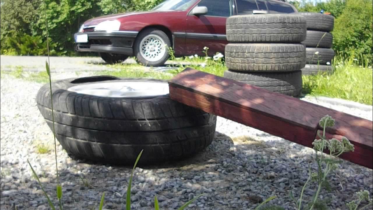 How to remove tire from rim manually at home - YouTube