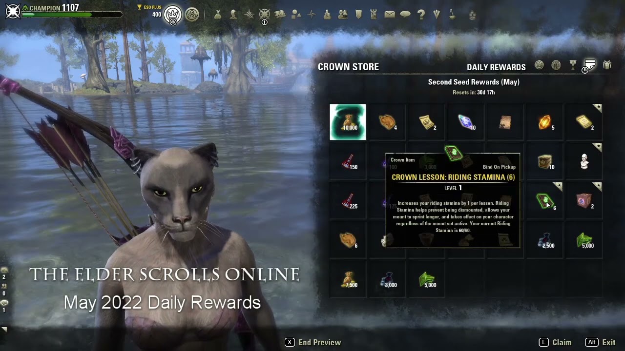 ESO May 2022 Daily Login Rewards