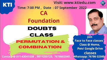 # DOUBTS CLASS : Permutation and Combination II CA FOUNDATION II KAILASH THAKUR # SHORTCUT TRICKS #