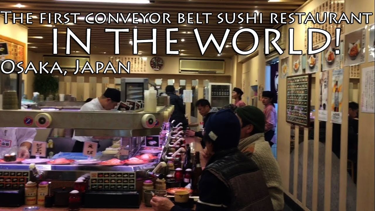 The FIRST conveyor belt sushi restaurant in the world! Osaka, Japan