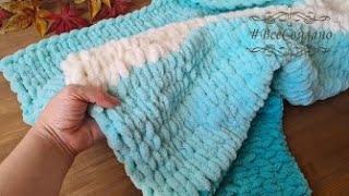 картинка: Плюшевый плед из Alize puffy для новичков.