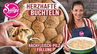 Herzhafte Buchteln mit Hackfleisch Pilz Füllung/ locker und weich / Sallys Welt