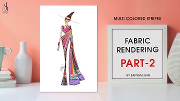 Fabric Rendering - How to draw and render multicolored stripes on Fashion illustration | Sanyam Jain