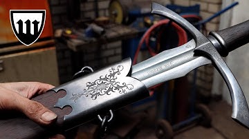 Forging a pattern welded long sword,  making the scabbard.