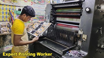 Leaflet Printing with Heidelberg Mo E Offset Printing Machine by High Professional Printing Worker