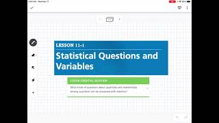 Statistical Questions and Variables (Lesson 11-1)