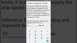 Direction and Speed of True Wind - Weather Data Calculators - Nautical Calculator for Android screenshot 5