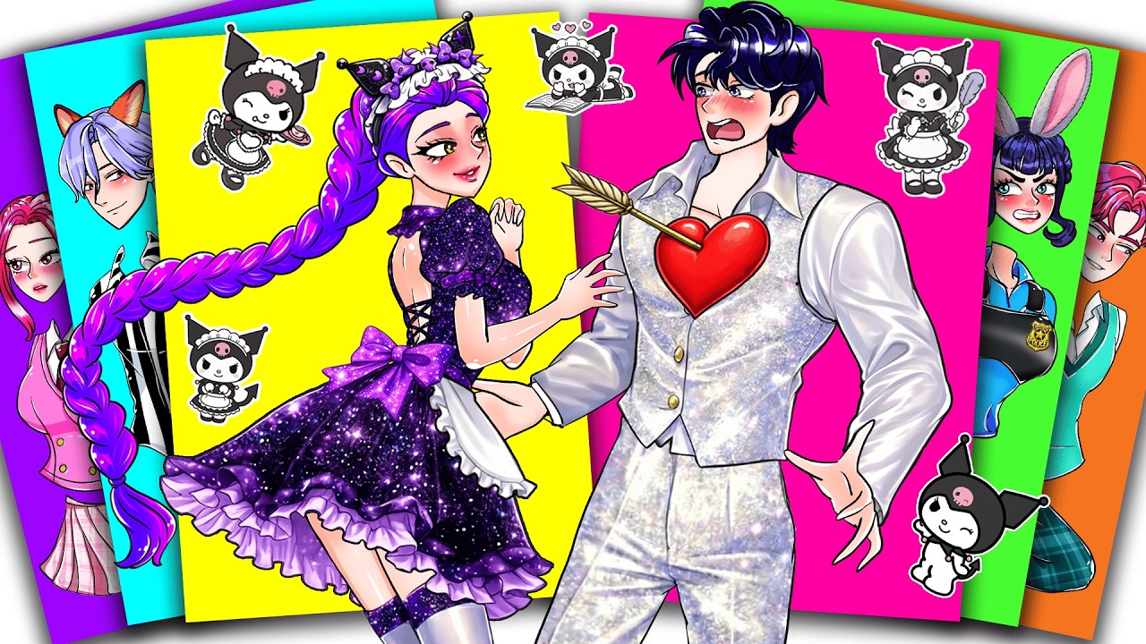 KUROMI RUMI HUNTRIX Valentine Love Crush JINU SAJA BOYS - KPOP DEMON HUNTERS | Sticker Book DIY