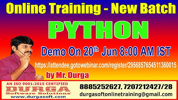 PYTHON Online Training By Mr. DURGA Sir on 20th June  @  8AM IST