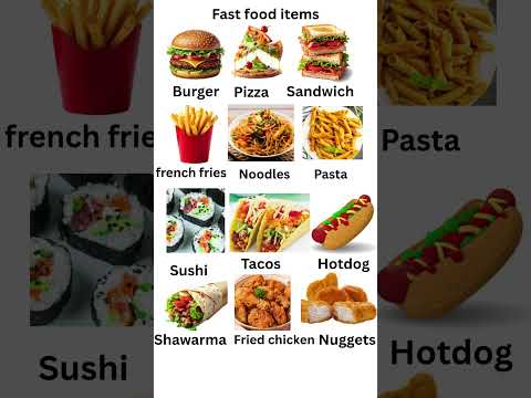 Types of Food shorts fast fastfood burger pizza french