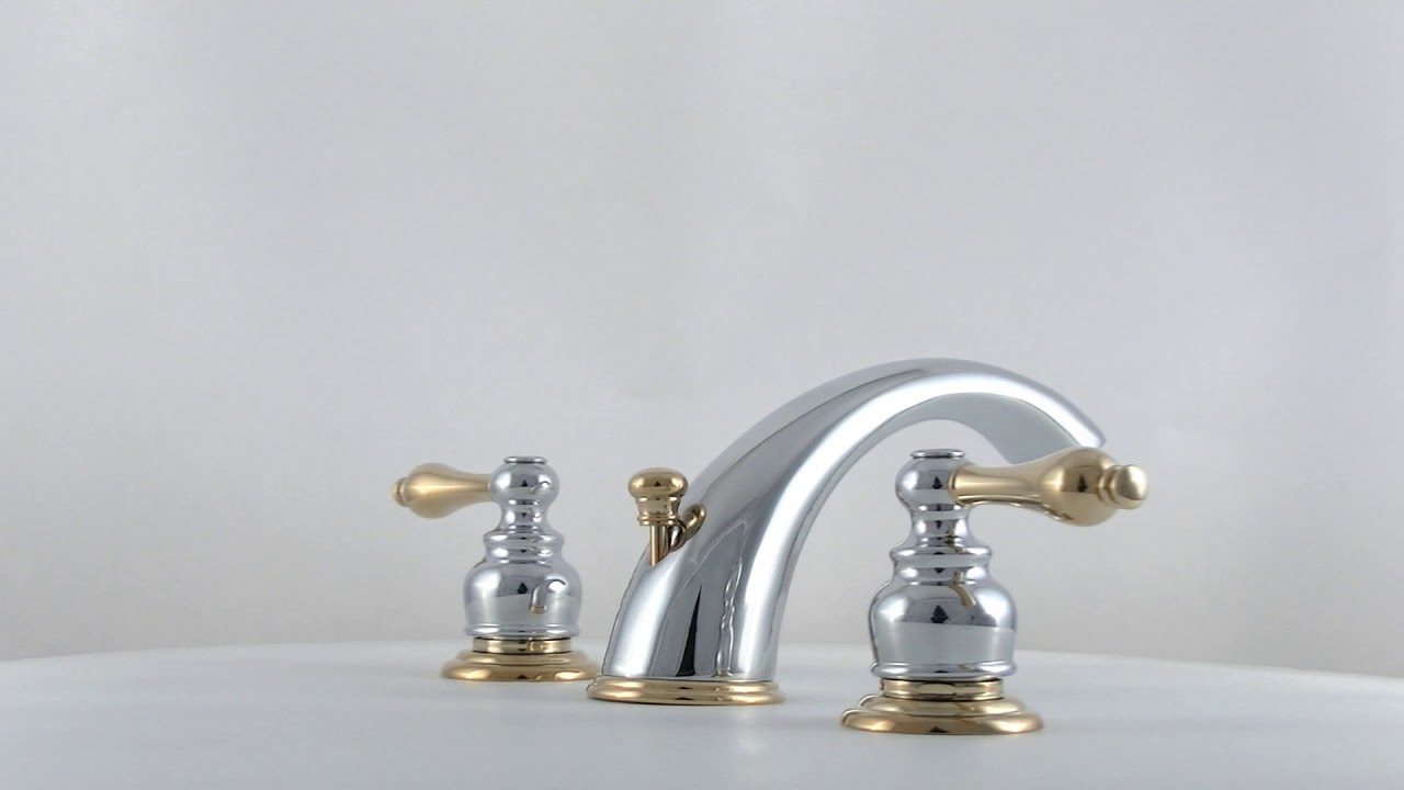 Victorian KB974AL 3-Hole Widespread Bathroom Faucet, Polished Chrome/Polished Brass | KINGSTON