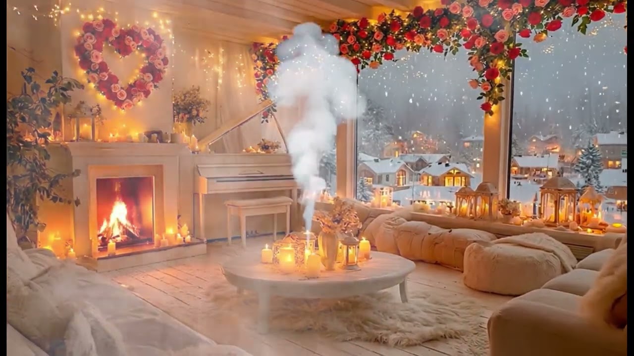 Peaceful Winter Night ❄️ Soft Piano & Fireplace Sounds 🌙 Cozy Ambience for Deep Focus & Relaxation