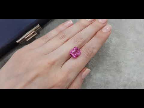 Vivid pink tourmaline in cushion cut 7.34 ct from Nigeria Video  № 2