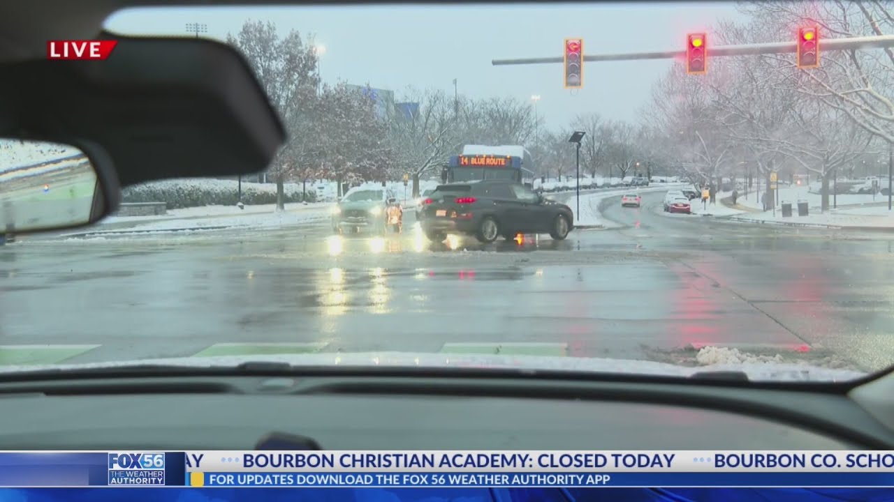Overnight snow leads to slick Lexington roads - YouTube
