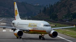 Watching an Airbus A319 Approach Paro Airport from the Opposite Side of the Runway 