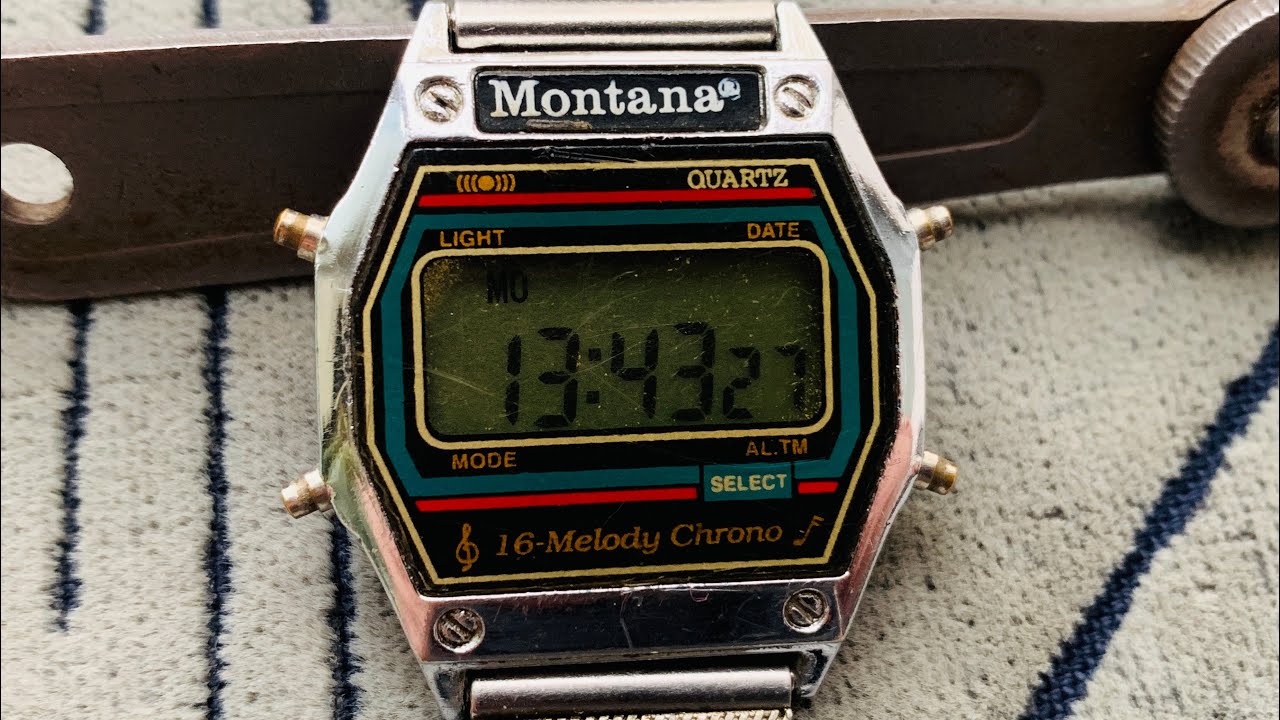 Digital LCD Watch MONTANA 16 melody chrono USA beautiful cover