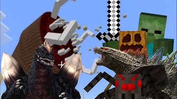 CHAOS GODZILLA vs SPACEGODZILLA and SANDWORM vs TITANS: MCPE Mob Battles
