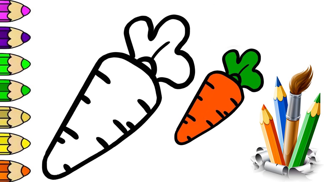 Carrot drawing for kids, desenho de cenoura para crianças, رسم الجزر ...