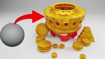 How I Made  Gold Coins, Bar And  Bolw In Blender