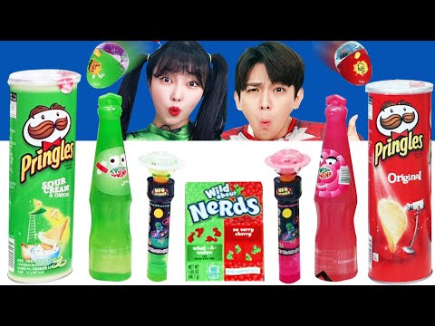 색깔음식 먹방 빨간색 VS 초록색 음식 슈퍼히어로 Red Food VS Green Food Mukbang