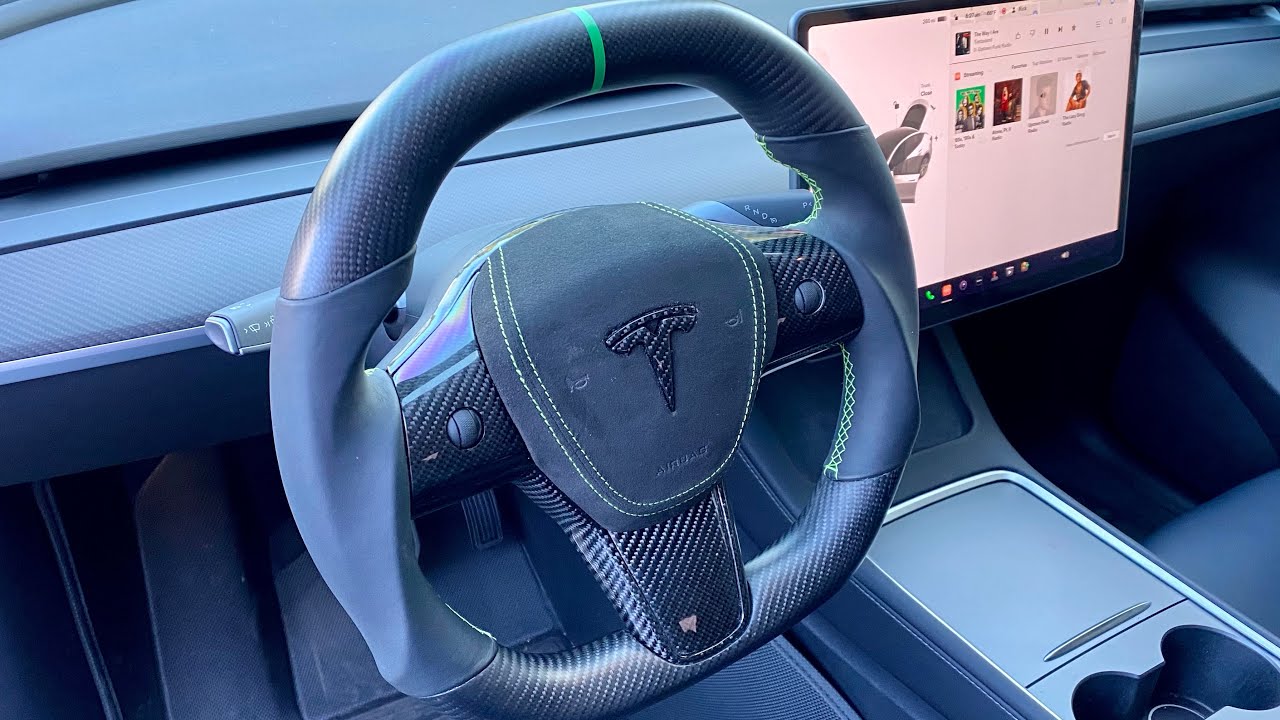 Tesla Model Y / Model 3 Carbon Fiber steering wheel DIY - YouTube