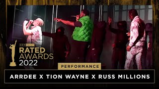 Arrdee x Tion Wayne x Russ Millions - Body Remix & Oliver Twist Performance | The Rated Awards 2022