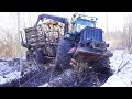 Forwarder Kockums logging in winter forest