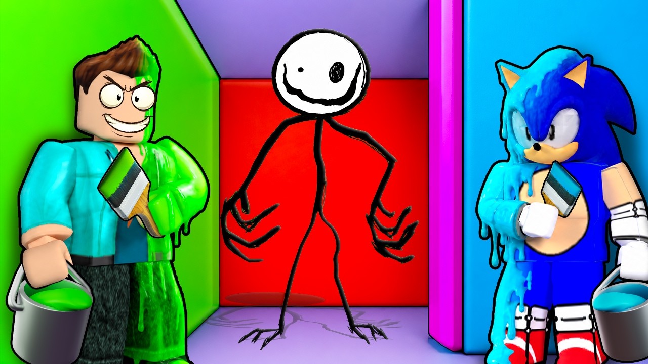 ESCAPE THE MONSTER IN ROBLOX COLOR OR DIE !!