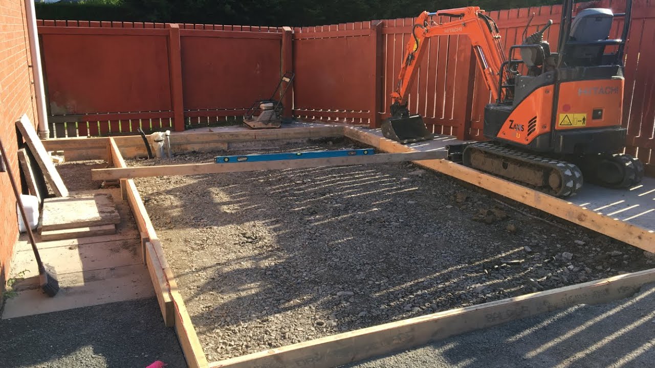 Concrete base for shed - YouTube