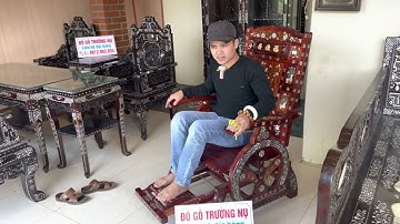 ghế đung đưa gỗ cẩm cẩn ngà, tủ bầy đồ khảm ốc, bàn ghế trường kỷ cẩn ốc