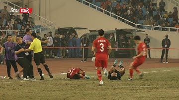 HLV Park nổi cáu khi Văn Hậu bị cầu thủ Indonesia chơi xấu