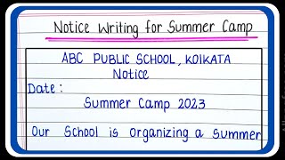 Notice For Summer Camp | Write a Notice On Summer Camp in English | Notice Writing