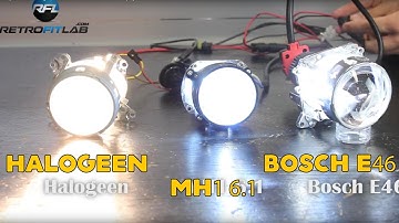 Valeo Halogen Vs Mini H1 6.1 Vs Bosch E46 bi-xenon projectors | Comparison Test