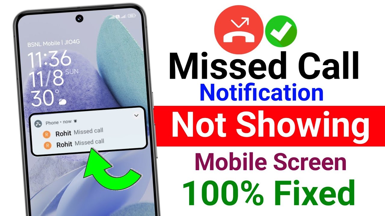 Miss Call Notification Not Showing | missed call ka notification ...