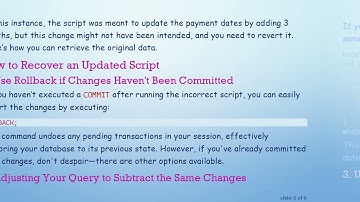 Recovering an Updated Script in Oracle Database