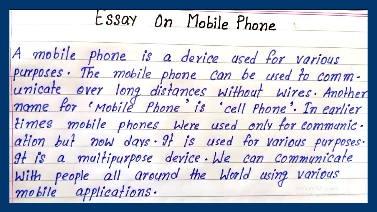 mobile phone par essay english mein