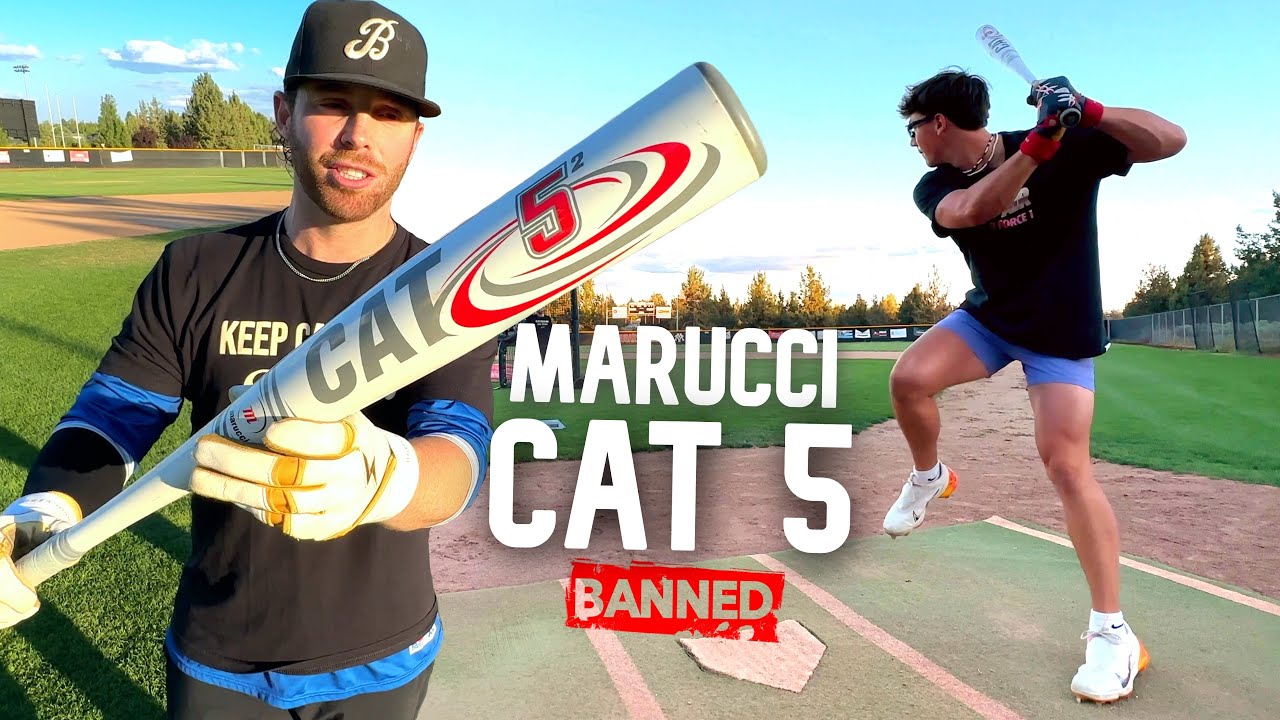 Hitting with the BANNED Marucci CAT 5 BBCOR Baseball Bat Review YouTube