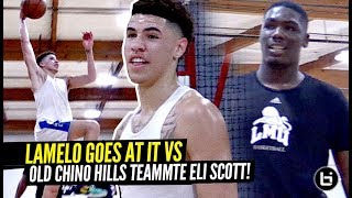 LaMelo Ball Lookin' SWOLE AF \& GOES AT IT vs Pros \& OLD Chino Hills Teammate Eli Scott!!