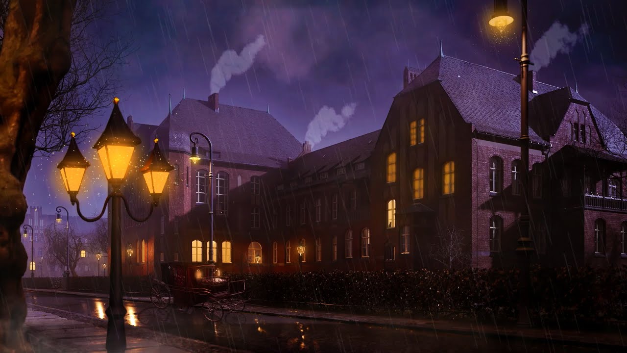 Victorian Era London City Ambience, Relaxing Rain Sounds in Puddles