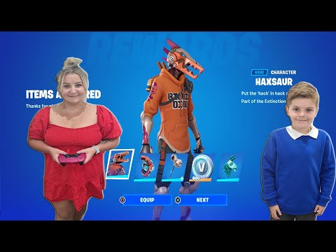 After School Giving My 9 Year Old Kid NEW Fortnite EXTINCTION Code Skin Pack With 600 FREE V-Bucks