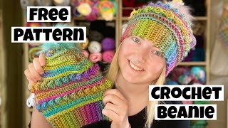 Free Crochet Beanie Pattern, Bobble Beanie Tutorial, Crochet Market Prep Ideas, Easy Crochet Make