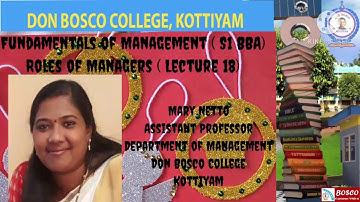 LECTURE 18- FUNDAMENTALS OF MANAGEMENT ( S1 BBA)ROLES OF  MANAGER