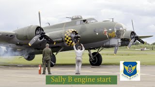 B-17 Flying Fortress 'Sally B', FULL ENGINE Start-ups and power checks.