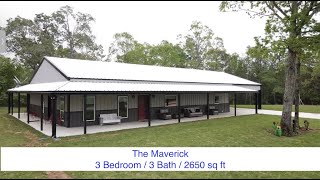 Barndominium Tour - 3 Bedroom / 3 Bath Barndominium - 2650 sq ft        (The Maverick)