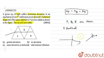 A given ray of light suffers minimum deviation in an equilateral prism P. Additional