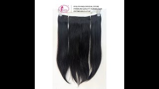 Ryuuta Wig Rambut Asli Human Hair Clip Hair Extension Clip Lurus Panjang Hitam Natural 21inch 52 cm